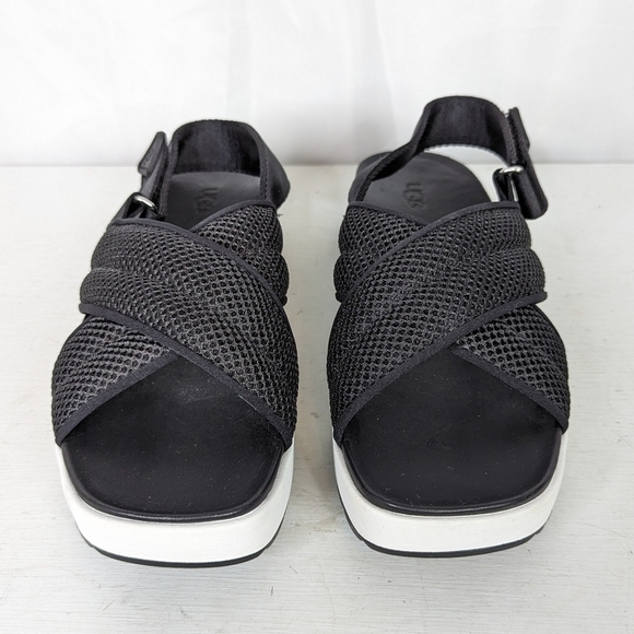 Ugg Nella Black Mesh Strappy Criss Cross Sandals - Picture 4 of 8